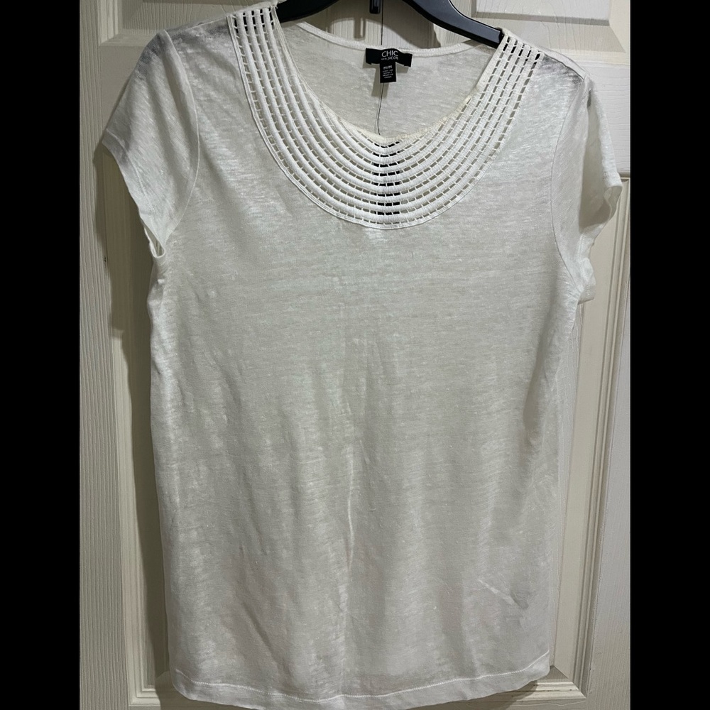 Chic by Jacob White Linen Top Size Medium